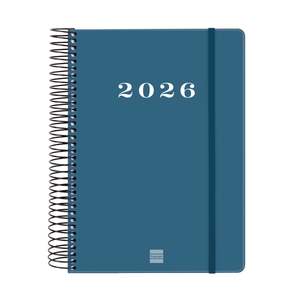 Finocam My Agenda de Espiral en Catalan - Anual 2026 - Tapa Dura Antirayaduras - Formato E10 - 185x20x212mm - 1 Dia por Pagina - Color Azul