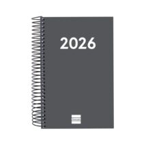 Finocam Espiral Recambio Anual 2026 para Agendas Duo - Anual 2026 - Formato E5 - 135x24x181mm - 1 Dia por Pagina - Color Gris Oscuro