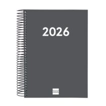 Finocam Espiral Recambio Anual 2026 para Agendas Duo - Anual 2026 - Formato E10 - 175x29x212mm - 1 Dia por Pagina - Color Gris Oscuro