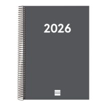 Finocam Espiral Recambio Anual 2026 para Agendas Duo en Catalan - Anual 2026 - Formato E40 - 230x29x297mm - 1 Dia por Pagina - Color Gris Oscuro