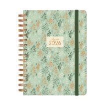 Finocam You Agenda de Espiral en Catalan - Anual 2026 - Planificador - Cierre de Goma - Formato E10 - 180x30x220mm - 1 Dia por Pagina - Tematica de Hojas