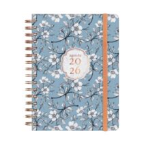 Finocam You Agenda de Espiral en Catalan - Anual 2026 - Planificador - Cierre de Goma - Formato E10 - 180x30x220mm - 1 Dia por Pagina - Tematica de Flores