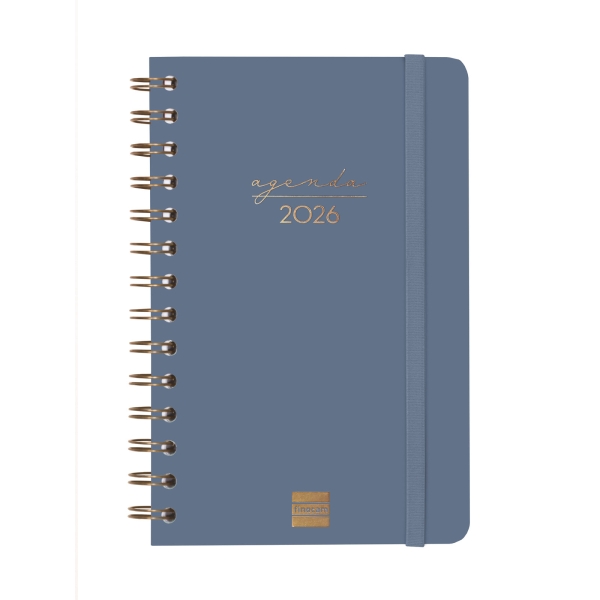 Finocam Alma Agenda - Anual 2026 - con Espiral - Formato E5 - 131x19x190mm - Semana Vista Horizontal - Color Azul