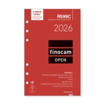 Finocam R599C Recambio Anual 2026 para Agendas Open 2026 en Catalan - Formato 500 - 117x8x181mm - Semana Vista en Vertical - Color Blanco