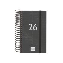Finocam Year Agenda de Espiral en Catalan - Anual 2026 - Tapa Ligera - Formato E3 - 95x24x127mm - 1 Dia por Pagina - Color Negro