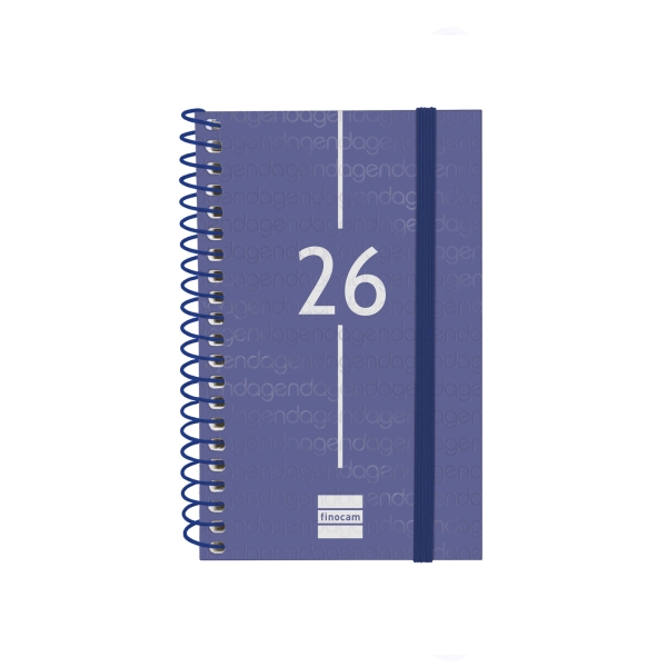 Finocam Year Agenda de Espiral en Catalan - Anual 2026 - Tapa Ligera - Formato E3 - 217x14x297mm - Semana Vista Horizontal - Color Azul