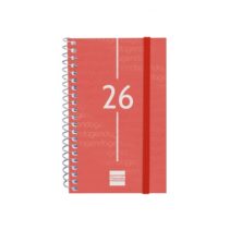 Finocam Year Agenda de Espiral en Catalan - Tapa Ligera - Formato E3 - 217x14x297mm - Semana Vista Horizontal - Color Rojo