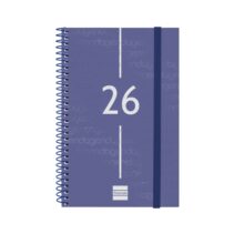 Finocam Year Agenda de Espiral en Catalan - Anual 2026 - Tapa Ligera - Formato E5 - 217x14x297mm - Semana Vista Horizontal - Color Azul