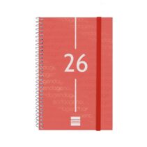 Finocam Year Agenda de Espiral en Catalan - Anual 2026 - Tapa Ligera - Formato E5 - 217x14x297mm - Semana Vista Horizontal - Color Rojo