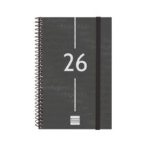 Finocam Year Agenda de Espiral en Catalan - Anual 2026 - Tapa Ligera - Formato E5 - 217x14x297mm - Semana Vista Horizontal - Color Negro