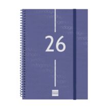 Finocam Year Agenda de Espiral en Catalan - Anual 2026 - Tapa Ligera - Formato E10 - 217x14x297mm - Semana Vista Horizontal - Color Azul