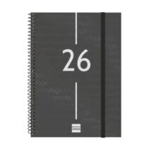 Finocam Year Agenda de Espiral en Catalan - Anual 2026 - Tapa Ligera - Formato E10 - 217x14x297mm - Semana Vista Horizontal - Color Negro