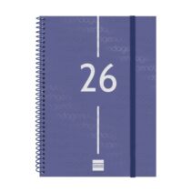 Finocam Year Agenda de Espiral - Tapa Ligera - Formato E10 - 162x14x212mm - Semana Vista en Vertical - Color Azul