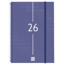 Finocam Year Agenda de Espiral en Catalan - Anual 2026 - Tapa Ligera - Formato E40 - 217x14x297mm - Semana Vista en Vertical - Color Azul