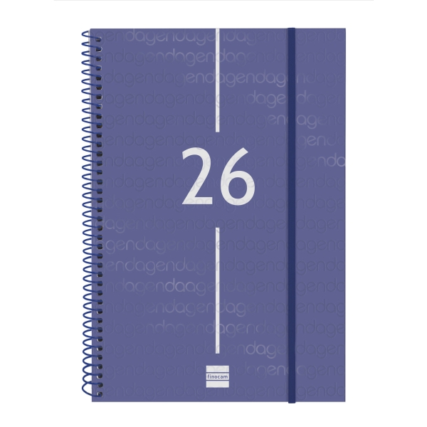Finocam Year Agenda de Espiral - Anual 2026 - Tapa Ligera - Formato E11 - 172x14x242mm - Semana Vista en Vertical - Color Azul