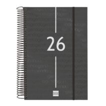 Finocam Year Agenda de Espiral en Catalan - Tapa Ligera - Formato E11 - 1 Dia por Pagina - Color Negro