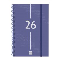 Finocam Year Agenda de Espiral en Catalan - Anual 2026 - Tapa Ligera - Formato E11 - 172x14x242mm - Semana Vista en Vertical - Color Azul