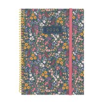 Finocam Design Collection Agenda de Espiral - Anual 2026 - Tapa Ligera - Formato E10 - 162x14x212mm - Semana Vista Horizontal - Tematica de Flores