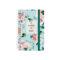 Finocam Design Collection Agenda de Espiral en Catalan - Anual 2026 - Tapa Ligera - Formato E3 - 85x14x127mm - Semana Vista Horizontal - Tematica de Flores
