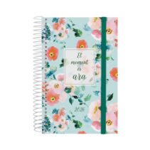 Finocam Design Collection Agenda de Espiral en Catalan - Anual 2026 - Tapa Ligera - Formato E5 - 132x25x181mm - 1 Dia por Pagina - Tematica de Flores