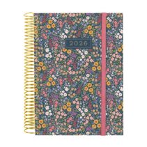 Finocam Design Collection Agenda de Espiral en Catalan - Anual 2026 - Tapa Ligera - Formato E10 - 172x29x212mm - 1 Dia por Pagina - Tematica de Flores