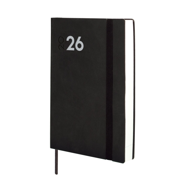 Finocam Dynamic Mara Agenda Profesional en Catalan - Anual 2026 - Tapa Blanda - Cierre con Goma Elastica - Formato Y4 - 124x22x174mm - 1 Dia por Pagina - Color Negro