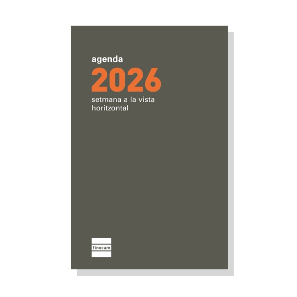 Finocam P394C Recambio para Agenda Plana en Catalan - Anual 2026 - Formato Pl3 - 83x5x127mm - Semana Vista Horizontal - Color Blanco