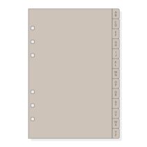 Finocam R564 Indice Alfabetico para Agendas Open - 13 Solapas - Formato 500 - 129x2x181mm - PVC - Color Beige Grisaceo