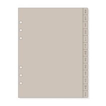 Finocam R1064 Indice Alfabetico para Agendas Open - 13 Solapas - Formato 1000 - 166x2x215mm - PVC - Color Beige Grisaceo