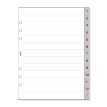 Finocam R1072 Separadores Numerados para Agendas Open - 13 Solapas - Formato 1000 - 166x2x215mm - Papel - Color Blanco