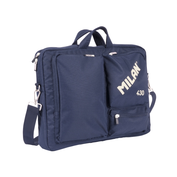 Milan 430 Since 1918 Maletin para Portatiles hasta 17" - Cierre de Cremallera - 3 Compartimentos - 42x34x9cm - Color Azul