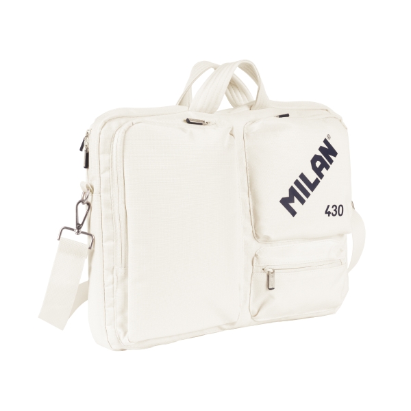 Milan 430 Since 1918 Maletin para Portatiles hasta 17" - Cierre de Cremallera - 3 Compartimentos - 42x34x9cm - Color Beige
