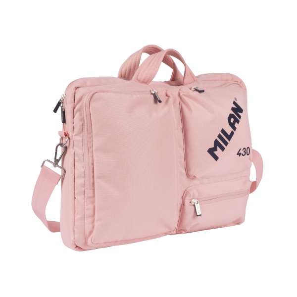 Milan 430 Since 1918 Maletin para Portatiles hasta 17" - Cierre de Cremallera - 3 Compartimentos - 42x34x9cm - Color Rosa