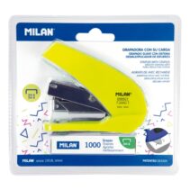 Milan Acid Energy Saving Grapadora Compacta - 1000 Grapas Incluidas - hasta 20 Hojas - Grapas 24/6 y 26/6 - Color Amarillo