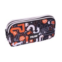 Milan Fingers Estuche Portatodo - Cremallera - 3 Compartimentos - 22x11x6.5cm - Color Naranja