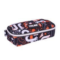 Milan Fingers Estuche Portatodo - Ovalado - Cierre con Cremallera - Malla Interior - 20.5x9x5.5cm - Color Naranja