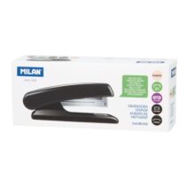 Milan Grapadora Metalica - Cuerpo de Plastico - hasta 20 Hojas - Base 12.5cm - Grapas 24/6 y 26/6 - Color Negro