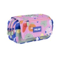 Milan Green and Grow Estuche Portatodo con Solapa - Cremallera - 4 Compartimentos - 13x24x10cm - Multicolor