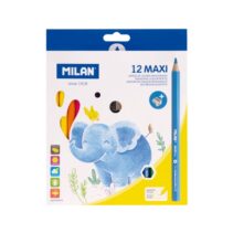 Milan Maxi Pack de 12 Lapices de Colores - Incluye Sacapuntas - Hexagonales - Colores Surtidos