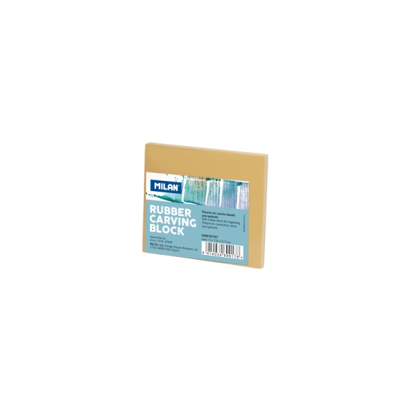 Milan Rubber Carving Block Plancha de Grabado - Caucho Suave - Formato S - 9x7.8x0.7cm - Color Marron