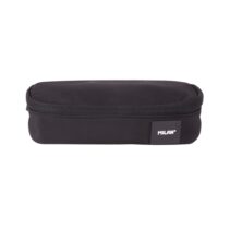 Milan Shadow Estuche Portatodo - Ovalado - Cierre con Cremallera - Malla Interior - 20.5x9x5.5cm - Color Negro