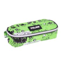 Milan Tandem 2 Estuche Portatodo - Ovalado - Cierre con Cremallera - Malla Interior - 20.5x9x5.5cm - Color Verde