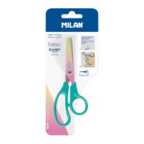 Milan Basic Sunset Tijeras de 13.4cm - Mango Ergonomico - Punta Redondeada - Hoja de Acero Inoxidable - Color Turquesa