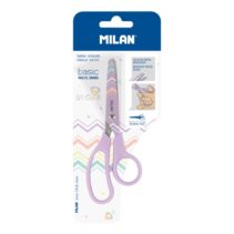 Milan Pastel Tijeras de 13.4cm - Mango Ergonomico - Punta Redondeada - Hoja de Acero Inoxidable - Color Lila Pastel