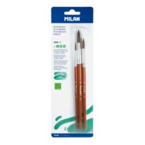 Milan 101 Pack de 3 Pinceles Redondos - Formatos Surtidos - Pelo de Cabra y Sintetico - Color Madera Oscuro