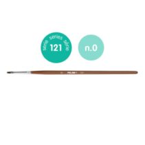 Milan 121 Pack de 12 Pinceles Escolares Planos Numero 0 - Bolsa con Colgador - Pelo de Cabra y Sintetico - Color Madera Oscuro