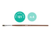 Milan 121 Pack de 12 Pinceles Escolares Planos Numero 4 - Bolsa con Colgador - Pelo de Cabra y Sintetico - Color Madera Oscuro