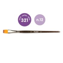 Milan 321 Pack de 6 Pinceles Planos Numero 12 - Bolsa con Colgador - Pelo Sintetico - Color Madera Oscuro