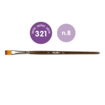 Milan 321 Pack de 6 Pinceles Planos Numero 8 - Bolsa con Colgador - Pelo Sintetico - Color Madera Oscuro