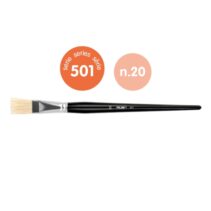 Milan 501 Pack de 4 Pinceles Planos Numero 20 - Bolsa con Colgador - Cerda Natural - Color Negro